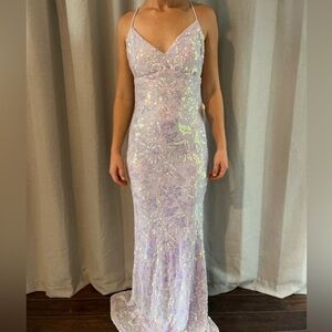 Prom dress. Comfortable material; adjustable tie back detail